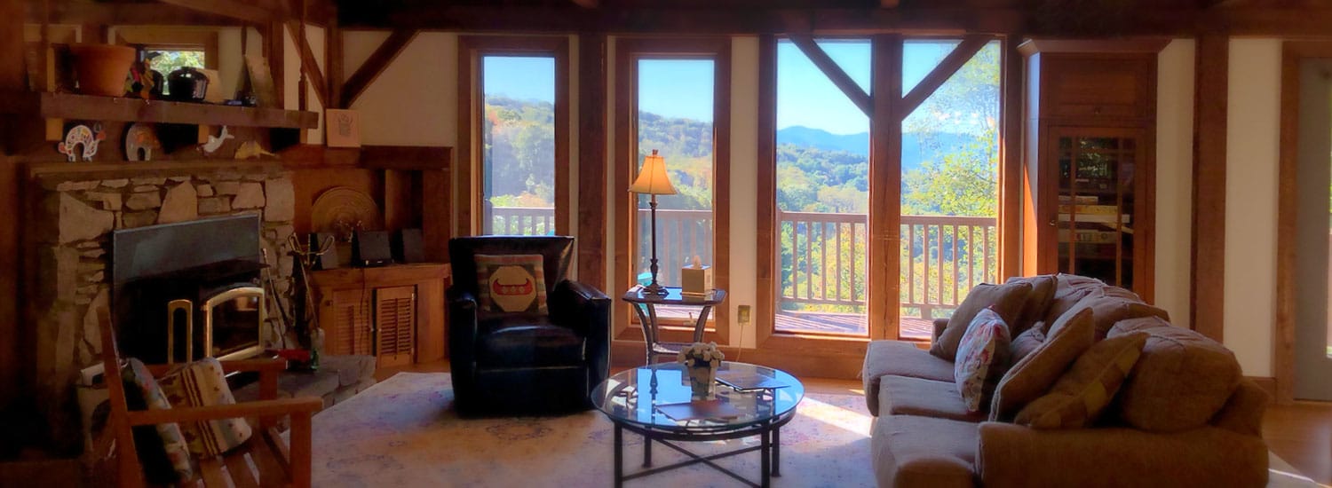 living room with mountain view